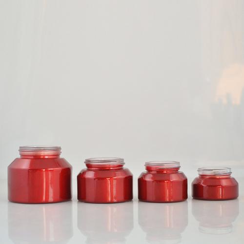 遮光20g0g50g100g喷涂红色面霜罐玻璃膏霜瓶膏霜罐配黑色塑料黑盖